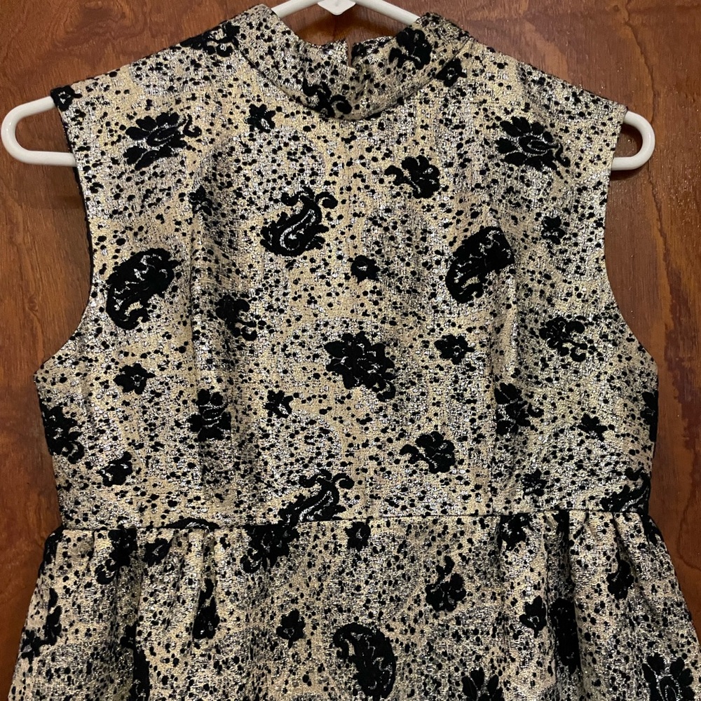 Source Unknown Gold and Black Floral Maxi Dress